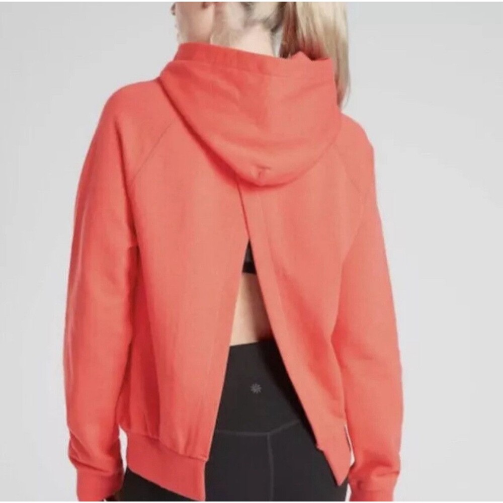 Athleta Moonrise Passion Fruit Coral split back pullover hoodie XS